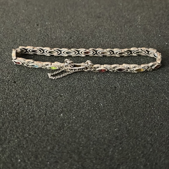 *Vintage 925 multi gem 7” Bracelet - Picture 5 of 6